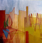 Cityscape with Perfume Bottle